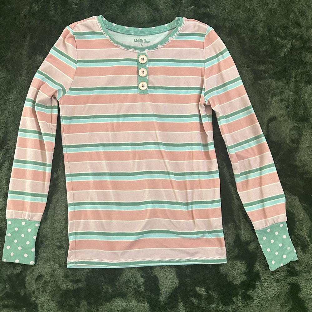 Matilda Jane Pink and Mint Striped Long-Sleeve Tee